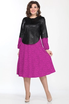 Костюм с платьем 2256-4 черный + фуксия Lady Style Classic