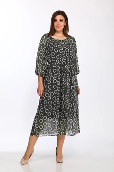 Костюм с платьем 2372 хаки кружочки Lady Style Classic