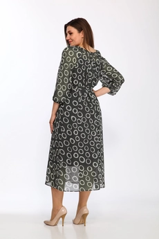Костюм с платьем 2372 хаки кружочки Lady Style Classic