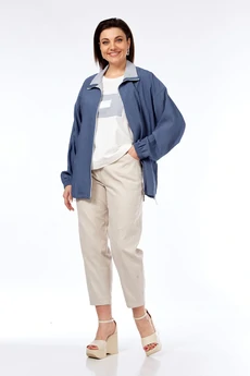 Костюм брючный 2968 голубой с бежевым Lady Style Classic