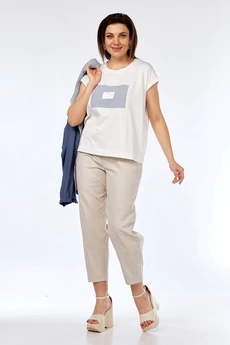 Костюм брючный 2968 голубой с бежевым Lady Style Classic