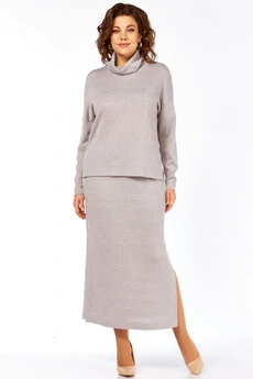 Костюм с юбкой 2451 светло-серый LadyThreeStars