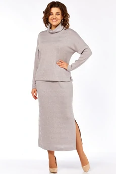 Костюм с юбкой 2451 светло-серый LadyThreeStars