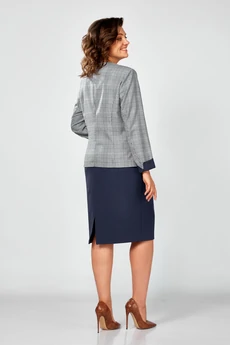 Костюм с юбкой 1627-1 клетка + синий Ladysecret