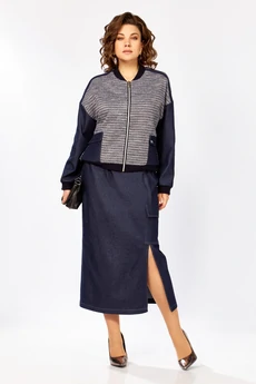 Костюм с юбкой 25103 синий Ladysecret