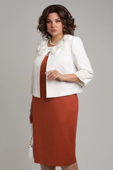 Костюм с платьем 3740-1 молочный + терракот Ladysecret