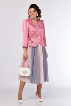 Костюм с юбкой 1651 розовый + серый Ladysecret