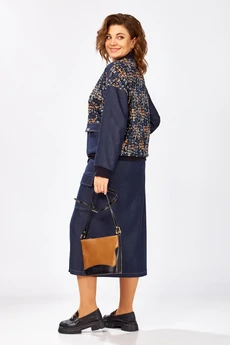 Костюм с юбкой 25103 синий + принт Ladysecret