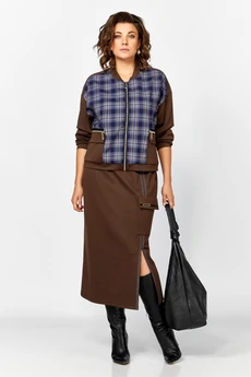 Костюм с юбкой 25220 клетка + шоколад Ladysecret