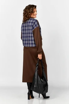 Костюм с юбкой 25220 клетка + шоколад Ladysecret