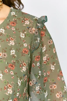 Платье 25301 хаки + цветы Ladysecret