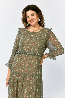Платье 25301 хаки + цветы Ladysecret