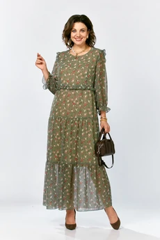 Платье 25301 хаки + цветы Ladysecret