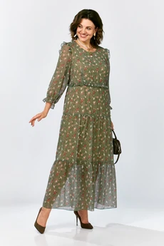 Платье 25301 хаки + цветы Ladysecret