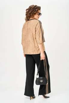 Костюм брючный 26234 беж + черный Ladysecret