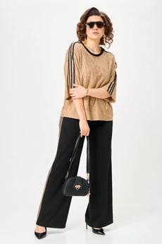 Костюм брючный 26234 беж + черный Ladysecret