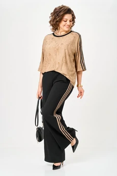 Костюм брючный 26234 беж + черный Ladysecret