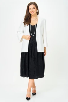 Костюм с платьем 20457 белый с черным LeNata