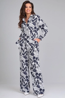 Костюм брючный 21271 рисунок на белом LeNata