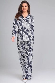 Костюм брючный 21271 рисунок на белом LeNata