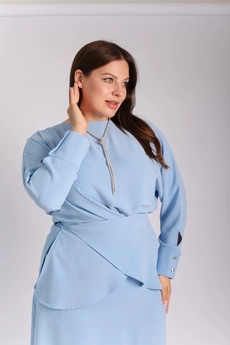 Блузка B-028-LONG голубой LegendStyle