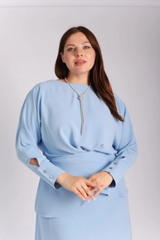 Блузка B-028-LONG голубой LegendStyle