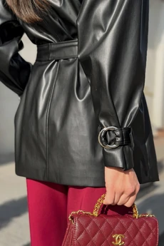 Тренч G-015 черный кожа LegendStyle