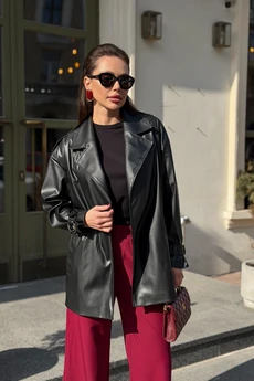 Тренч G-015 черный кожа LegendStyle