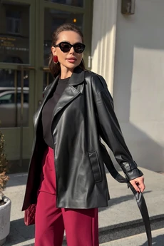 Тренч G-015 черный кожа LegendStyle