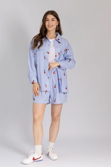 Костюм с шортами K-007 бело-голубой LegendStyle