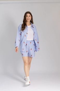 Костюм с шортами K-007 бело-голубой LegendStyle