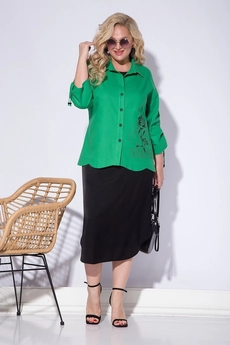 Костюм с платьем 1190 зеленый + черный Liliana-style