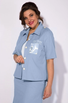 Костюм с юбкой 1296 голубой Liliana-style