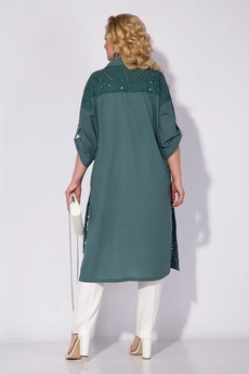 Костюм брючный 1306 БРл серозел + светлый Liliana-style