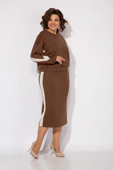 Костюм с юбкой 1369 кофе Liliana-style