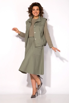 Костюм с платьем 1466 хаки Liliana-style