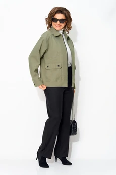 Костюм брючный 1482 БрПн олива + черный Liliana-style