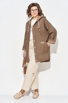 Костюм брючный 1509-1507 шоколад + экрю Liliana-style