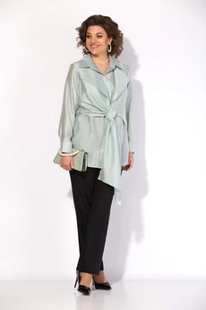 Костюм брючный 1520БрПн мятный + черный Liliana-style