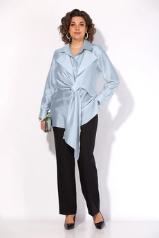 Костюм брючный 1520БрПн арктический голубой + черный Liliana-style