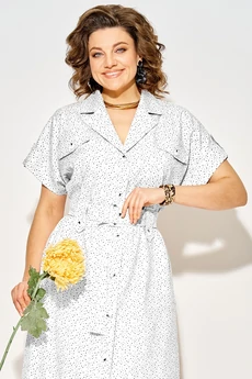 Платье 1521 белый + горох Liliana-style