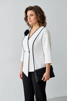 Костюм с юбкой 1555 черный + белый Liliana-style