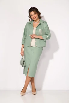 Костюм с юбкой 1405Н олива Liliana-style