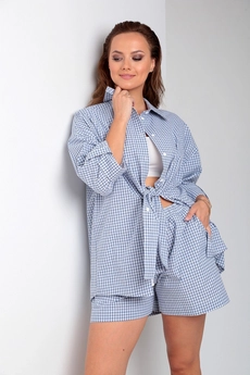 Костюм с шортами 899 синяя клетка Liona