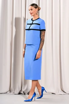 Костюм с юбкой 5014 голубой Lissana
