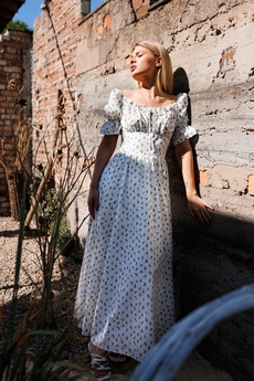 Платье 110-К белый + синие цветочки MARSHOP