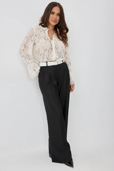 Костюм брючный 2660 молочный + черный Магия Моды