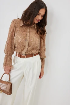 Костюм брючный 2660 карамель + жемчужный Магия Моды