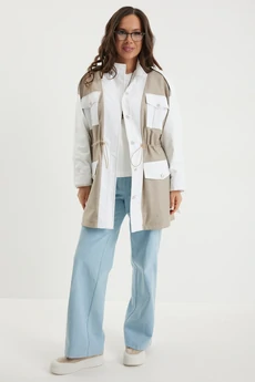 Костюм брючный 2692 белый + беж + голубой Магия Моды