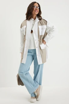 Костюм брючный 2692 белый + беж + голубой Магия Моды